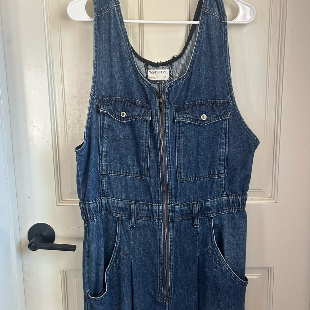Free People Blue Denim Zip-Front Jumpsuit - Picture 4 of 4
